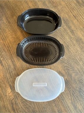 KitchenAid Universal Microwave Steamer 3 Piece Set Black Oval